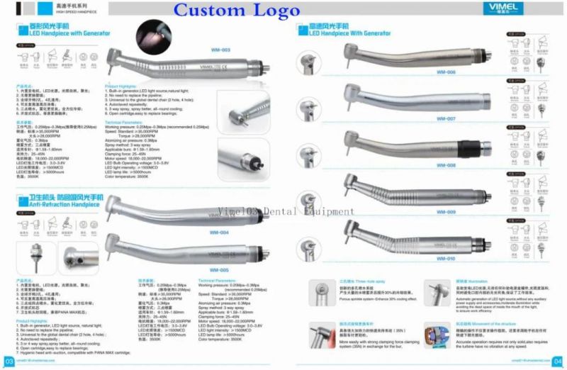 Dental Mini Head LED Turbine High Speed Handpiece for Children