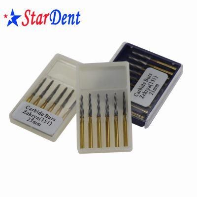 Good Quality Dental Zekrya Gold Plated Carbide Cutters Finishing Trimming Burs