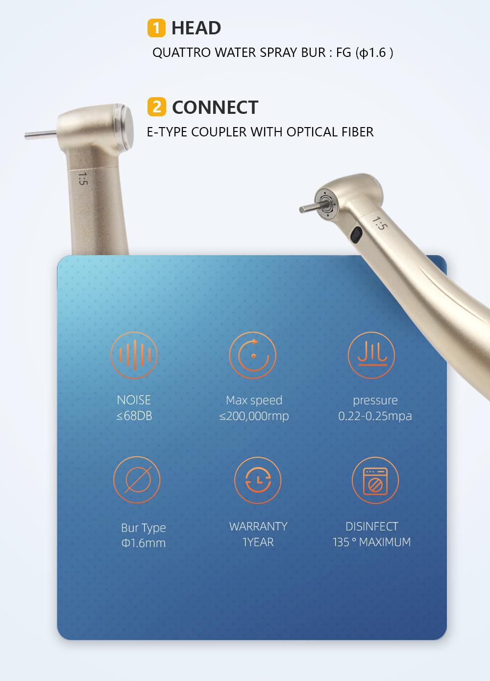 Internal Cooling Fan 1: 5 Increasing Contra Angle Handpiece with LED