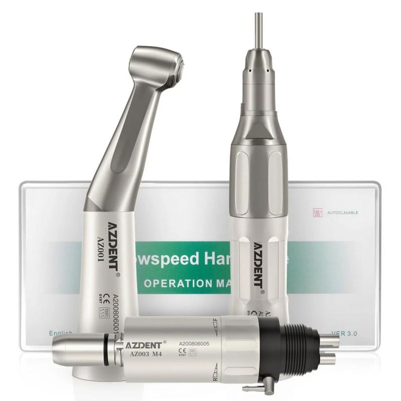 1: 1 Dental Low Speed Handpiece Kit with Contra Angle/Straight Handpiece 2/4 Holes Air Motor