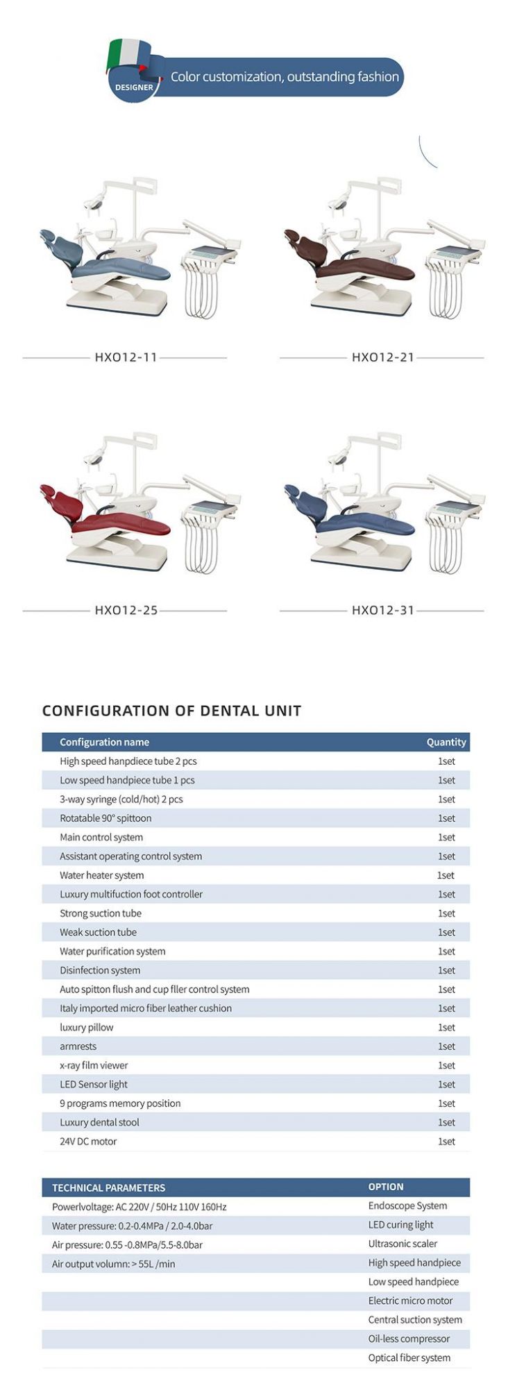 Left Hand Dental Unit with LED Sensor Light