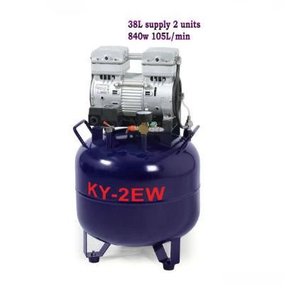 Suppy 2 Dental Units Air Pump 38L Oil Free Air Compressor