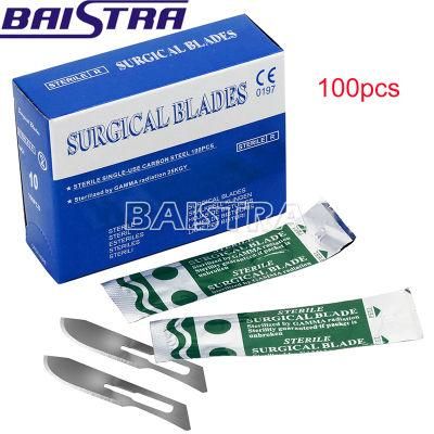 100PCS Sterile Single-Use Carbon Steel Surgical Scalpel Blades