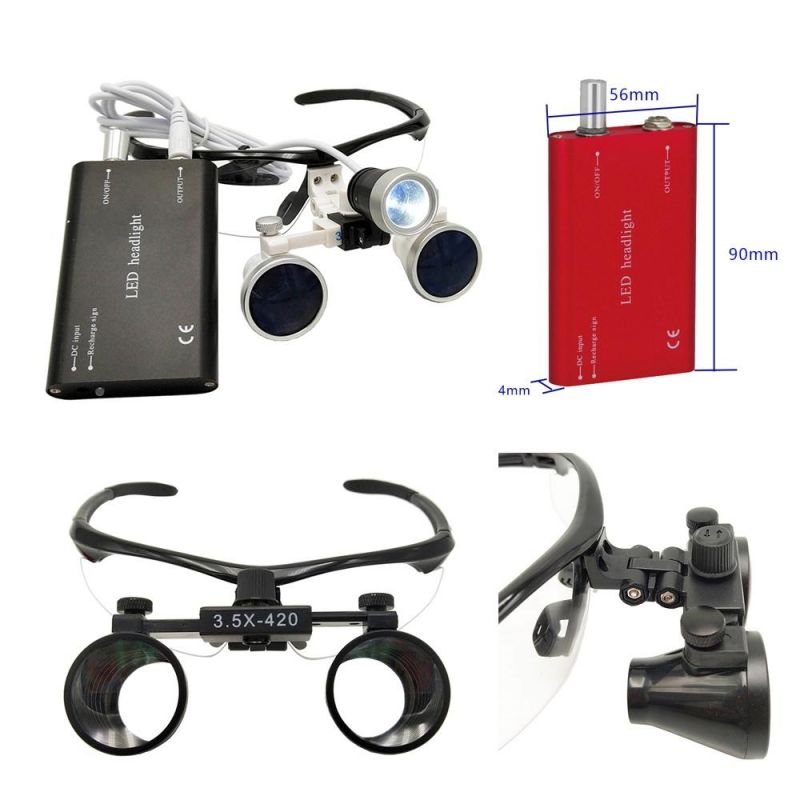 Dental Factory Supply LED Light Headlight Dental Loupe 2.5X/3.5X Glass Magnifier