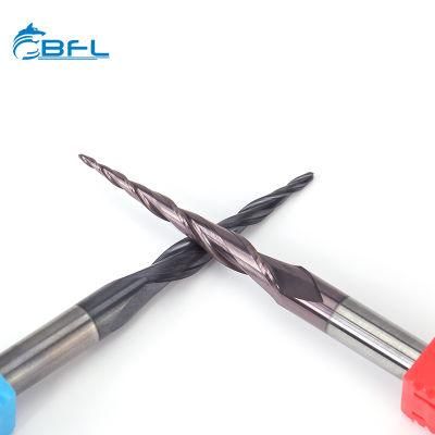 Tungsten Solid Carbide Coated 2 Flute Tapered Taper Ball Nose End Mill Cone Type Milling Cutter for Wood