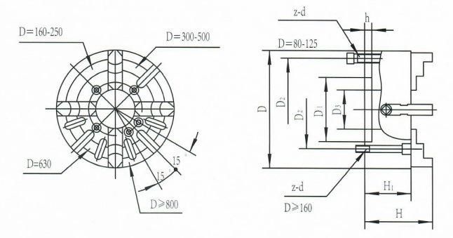 K72250 8" Dia. 250mm 4 Jaw Independent Lathe Chuck with Low Price Mandrino Del Tornio