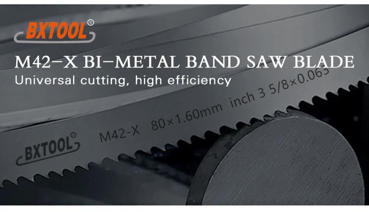 Bxtool-M42/X 80*1.60mm Inch 3 5/8*0.063 Factory Price Bimetal Band Saw Blade for Cutting Large and Heavy Metals