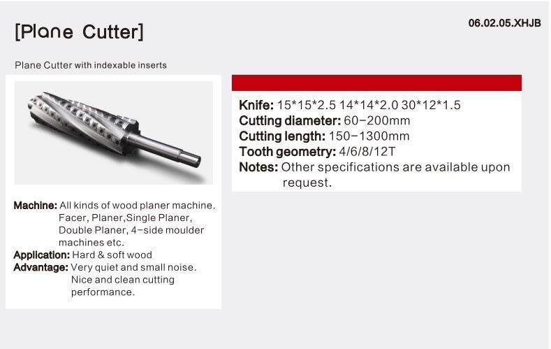 Kws Cutter Head with Carbide Inserts Helical Planner Profile Wood Head Cutters