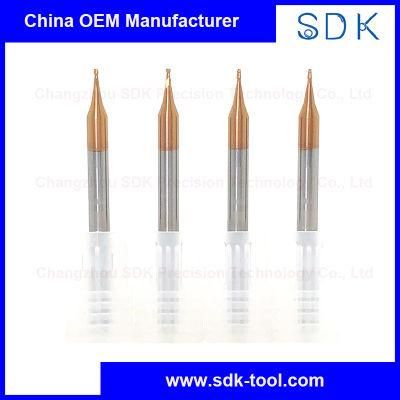 High Precision China Factory Outlet Carbide End Mill Micro Two Flutes Flat for Steel, PCB