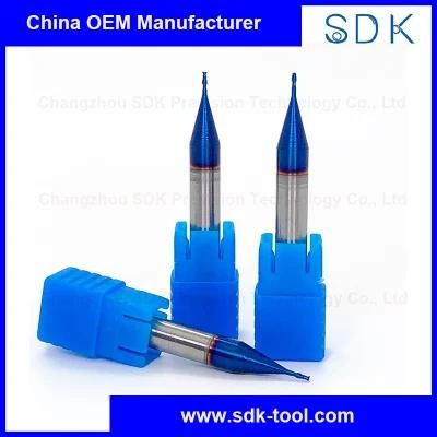 Blue Nano Coating HRC65 Miniature Solid Carbide Flat End Mills for Hardened Steels