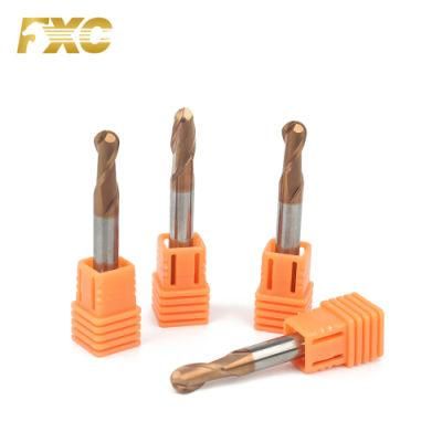 Solid Carbide HRC55 2 Flutes Ball Nose Cutters for Steel