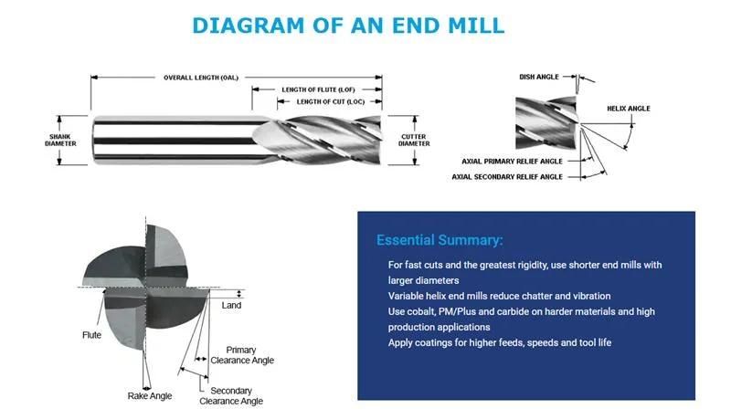 Obt Tool Non-Ferrous Cutting Tool for CNC Machine 14 mm Shank Long 100 mm 3 Flute Carbide End Mill for Aluminum