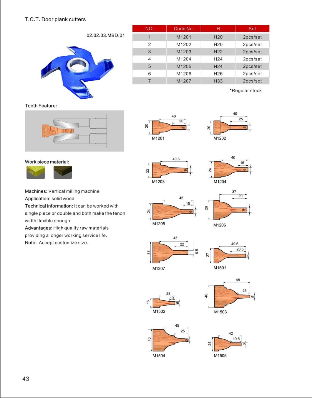 Tct Solid Carbide Alloy Profile Cutter for Door Panels Door Plank