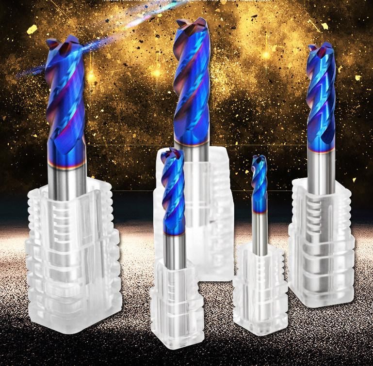 Gw Carbide-High Performance CNC Cutting Tool HRC 65 with Blue Nano Coating Solid Carbide 6 Flutes End Mill Milling Cutter