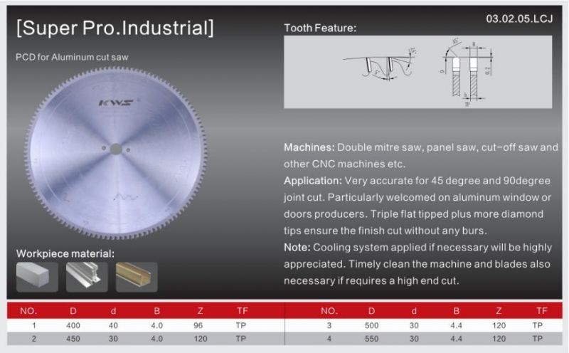 Kws Manufacturer 600mm Diamond Aluminum Processing PCD Circular Saw Blade