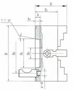 K72D 4 Jaw Camlock Independent Lathe Chuck