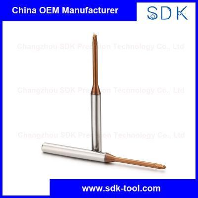 OEM High Quality Tungsten Carbide Long Neck Ball Nose Endmill Milling Tools HRC55 with Tisin Coating