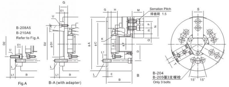 High Speed Precision 3 Jaw Hydraulic Power Chuck Body Steel for Sales