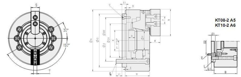 6 Inch 2 Jaw Through Hole Hydraulic Chuck, CNC Lathe Power Chuck