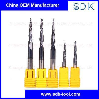 Black Nano Coated Solid Carbide Coated Cone CNC End Mill Engraving Bits for MDF