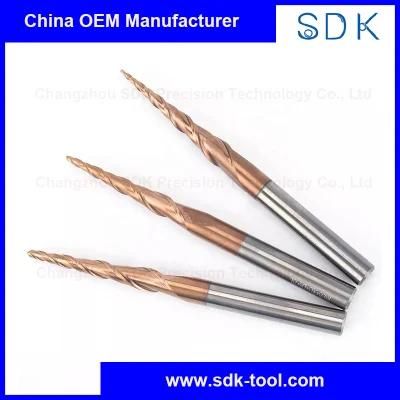 Professional Manufacture Carbide HRC55 Tapered Ball Nose End Mills Engraving Tools