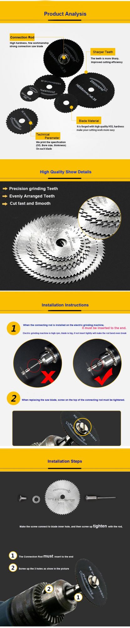 Rotary Power Tools Wood Aluminum Cutting Set HSS Saw Blades