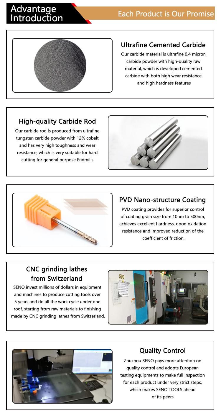 Factory Direct Sales 4 Flutes CNC Carbide Corner Radius End Mill for Metal HRC55 4f