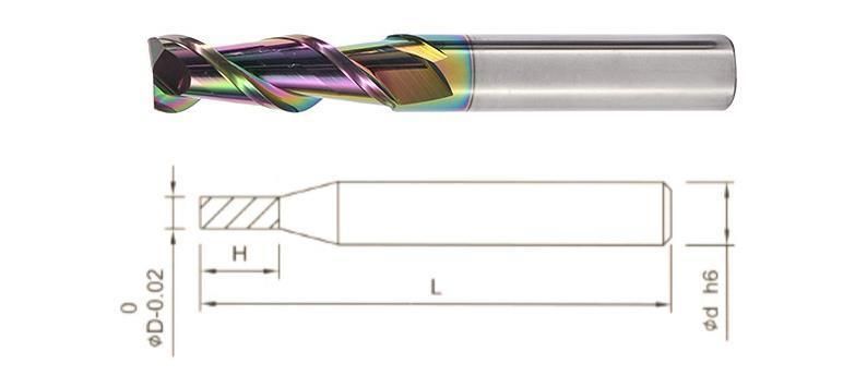 High-Efficiency Tungsten Steel Milling Cutter with Colorful Composite Coating for Processing Aluminum