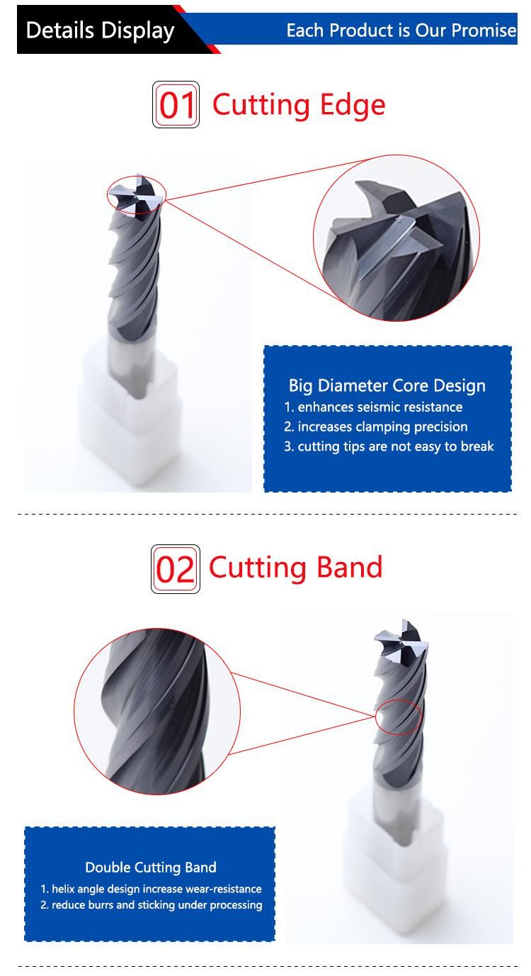 High Quality Hardware Seno in China 4flutes HRC60 Flat Carbide End Milling Cutter