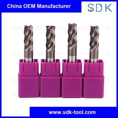 High Performance 4 Flute Solid Carbide Corner Radius End Mill for Steel