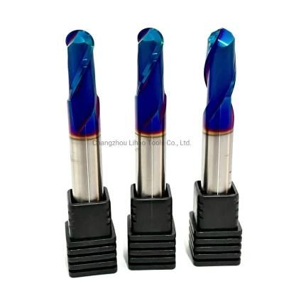 HRC60 Solid Carbide 2 Flutes Ball Nose Milling Tools of Coating Nano Blue