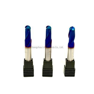 HRC60 Carbide Alloy 2 Flutes Ball Nose Router Bit of Coating Nano Blue