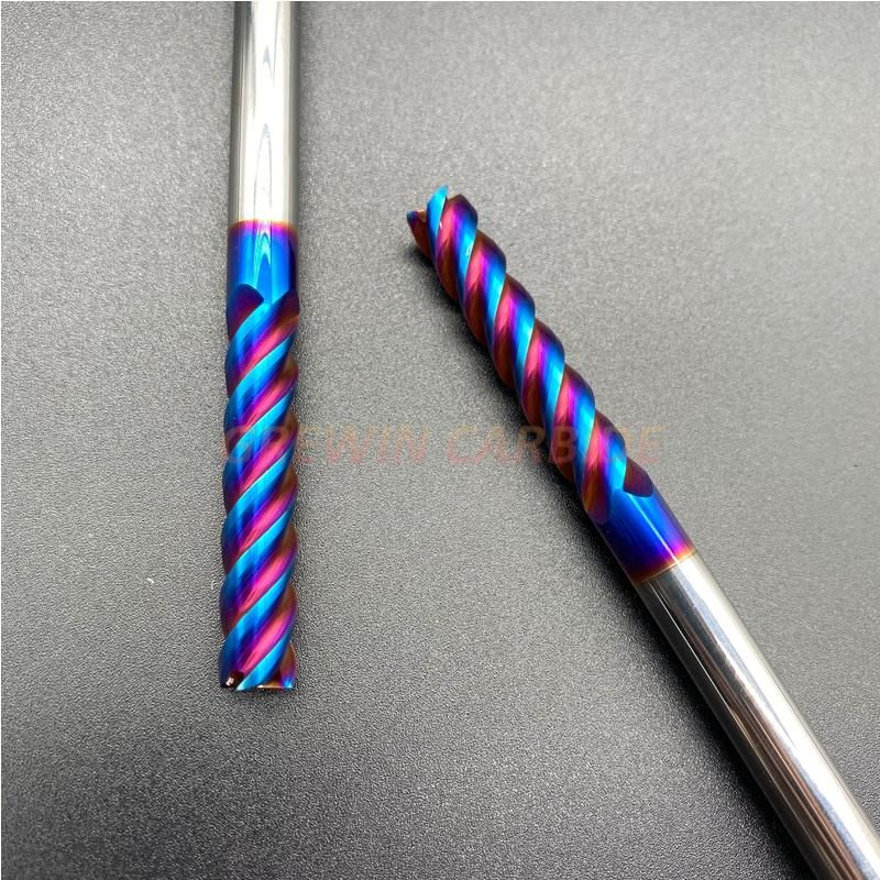 Gw Carbide Cutting Tool-D4/5/6/8/10mm HRC60 4 Flutes Milling Cutter L75mm Blue Nano Coated Solid Carbide End Mill