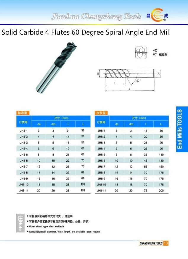 HRC55 Tungsten Carbide Corner Rounding End Mill Cutter