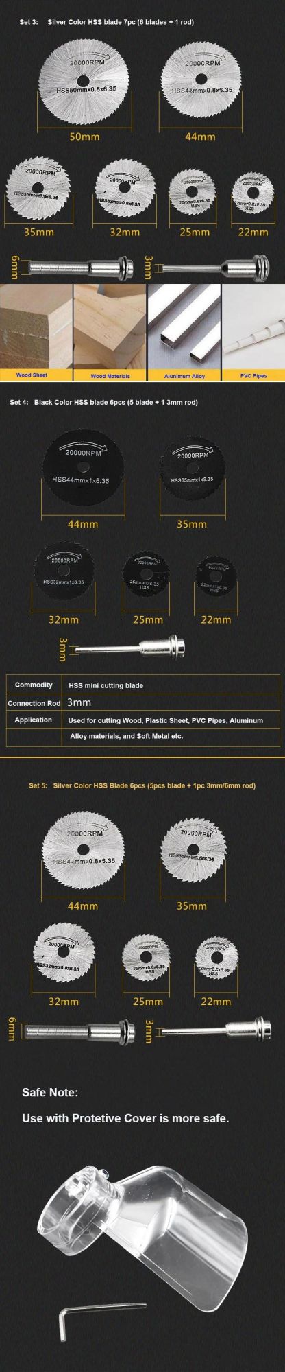 HSS Saw Blades Rotary Tool Circular Saw Blade Mandrel -1/8" (3mm) Shank for Dremel