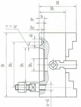 Hot Sell K72c 4 Jaw Independent Chuck with Taper Hole for Small Lathe