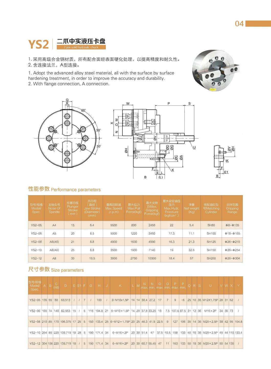 Ys2 2 Jaw Solid Hydraulic Chuck