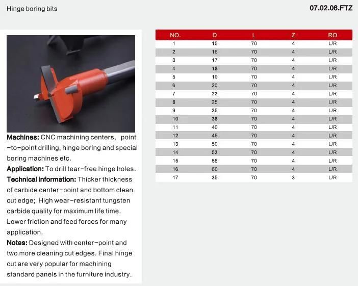 Kws Manufacturer Wood Boring Bit 40*70 L/R 4z Factory Price and Customization