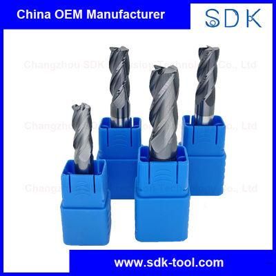 High Precision Tungsten Carbide 4 Flutes HRC45 Corner Raduis Machine Tool End Mill for Steel