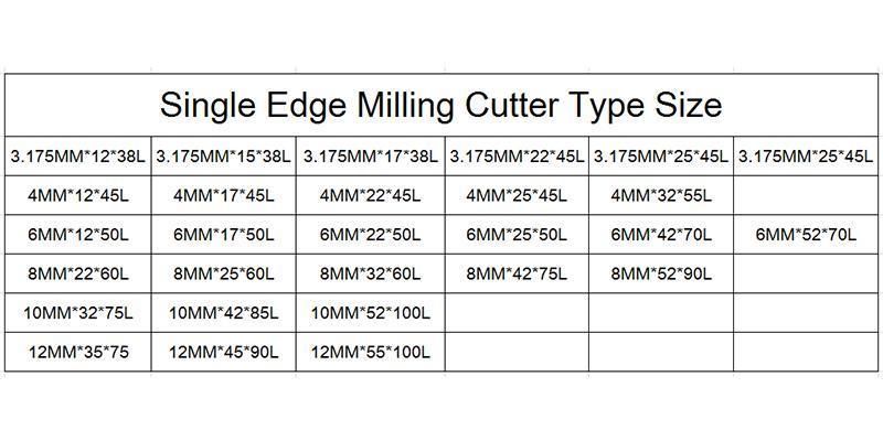 4mm Carbide Tungsten Steel Single Edge Milling Cutterr 3.175 4 6 8 10 12 mm High Precision Mill Mills Cutters