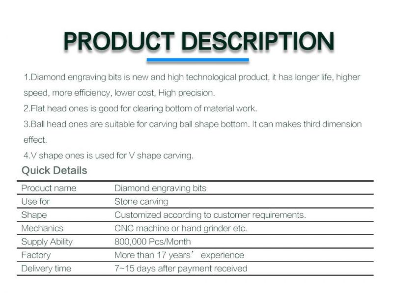 Factory Direct China CNC Stone Diamond Cutting Router Bits