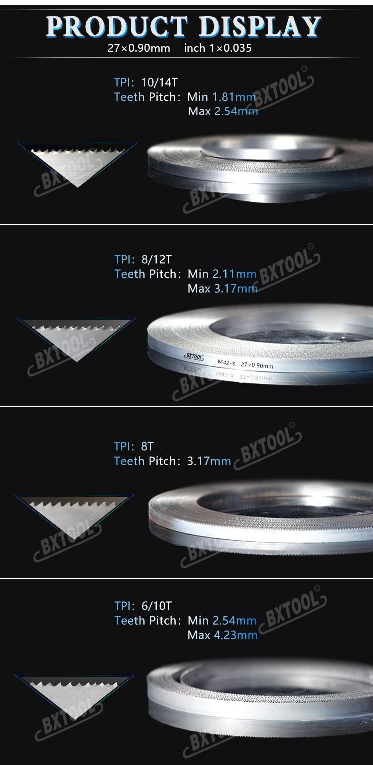 M42 Bimetal Bandsaw Blades 27*0.9mm*4/6t Standard Tooth for Cutting Solid Metal Good Performance