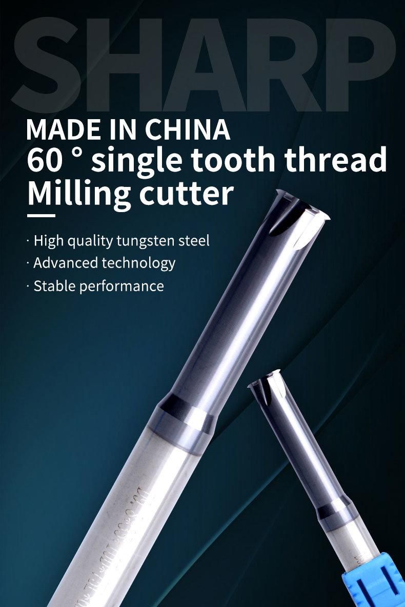 P0.5-P1.0 CNC 60 Degree Solid Carbide Thread Milling Cutter Pith 0.5 - 0.8 1 1.25 Single Teeth Thread Mill Cutters P 1 - 1.75 2 3 3.5