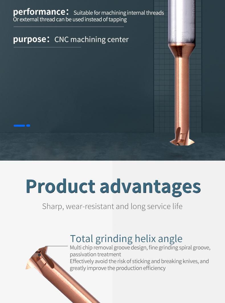 P1.0-4.5 CNC 55° Tungsten Carbide Single Flute Thread Milling Cutter P0.3-0.6 P0.5-0.8 P0.5-1.5 P0.75-2.0 P0.8-2.5 P1.0-4.0 Mill Mills Cutters HRC 65