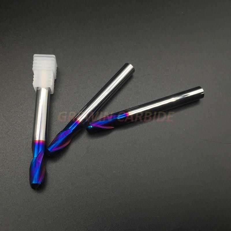 Gw Carbide-Carbide End Mill Use for Steel R5.0X75L-2f HRC65 Nano Blue Coating Ball Nose