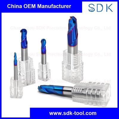 China Manufacture 2 Flute Solid Carbide Ball Nose End Mills HRC65 for Hardened Steel