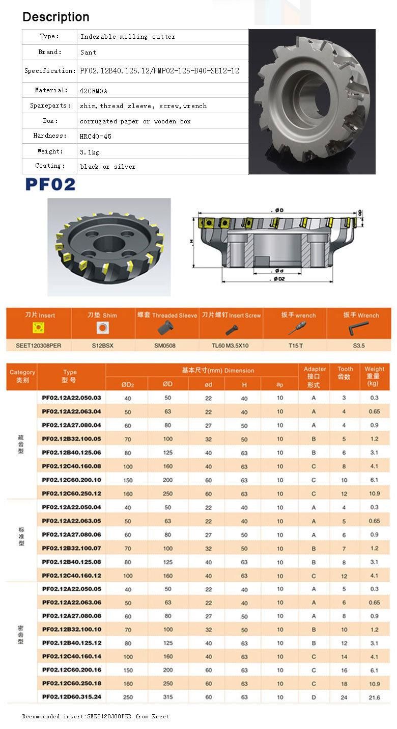 Twelve Tooth a Adapter Face Milling Cutter Tool