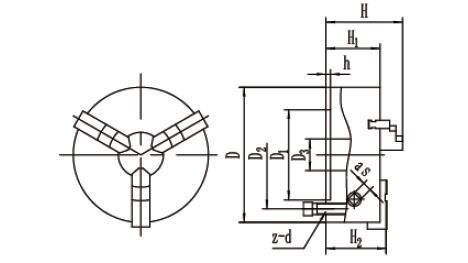 Dia. 315 Front Mount Two-Piece Jaw Three Jaw Self Centering Lathe Chuck