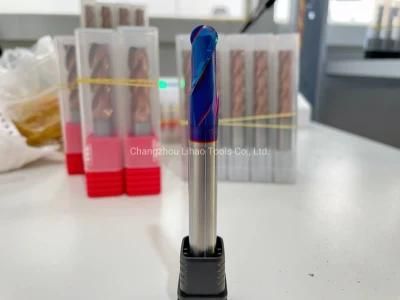 HRC60 Carbide Alloy 2 Flutes Ball Nose End Mill Coating Nano Blue