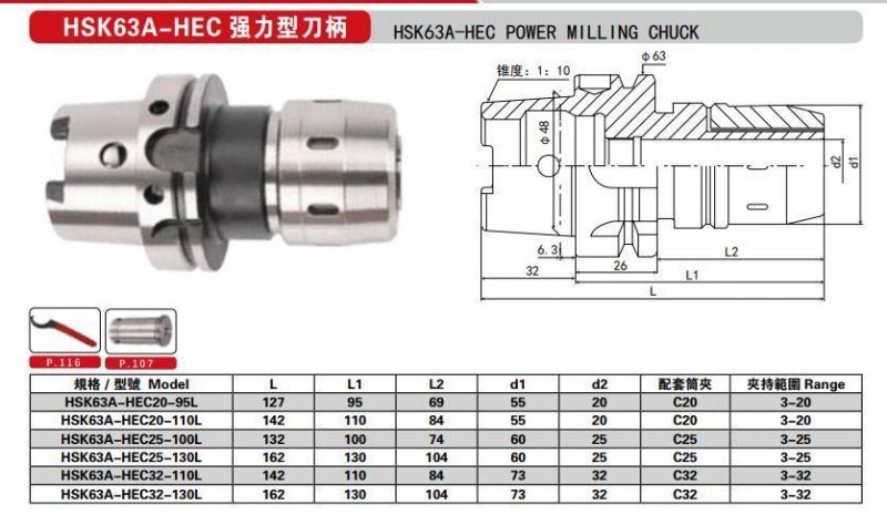 Hsk63A-HEC Power Milling Chuck Power CNC Tool Holder